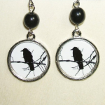 Crow On A Branch Earrings Black Bird Altered Art..