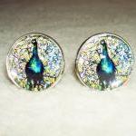 Stained Glass Peacock Cuff Links Men Women..