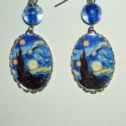 Van Gogh STARRY NIGHT Earrings Charm Dangle with Glass Beads