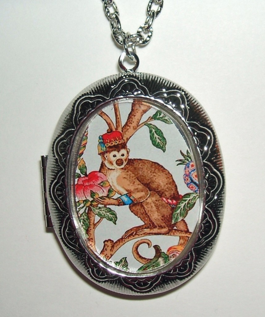 Locket Monkey Monkey On Branch Necklace Locket Pendant Illustration on Luulla