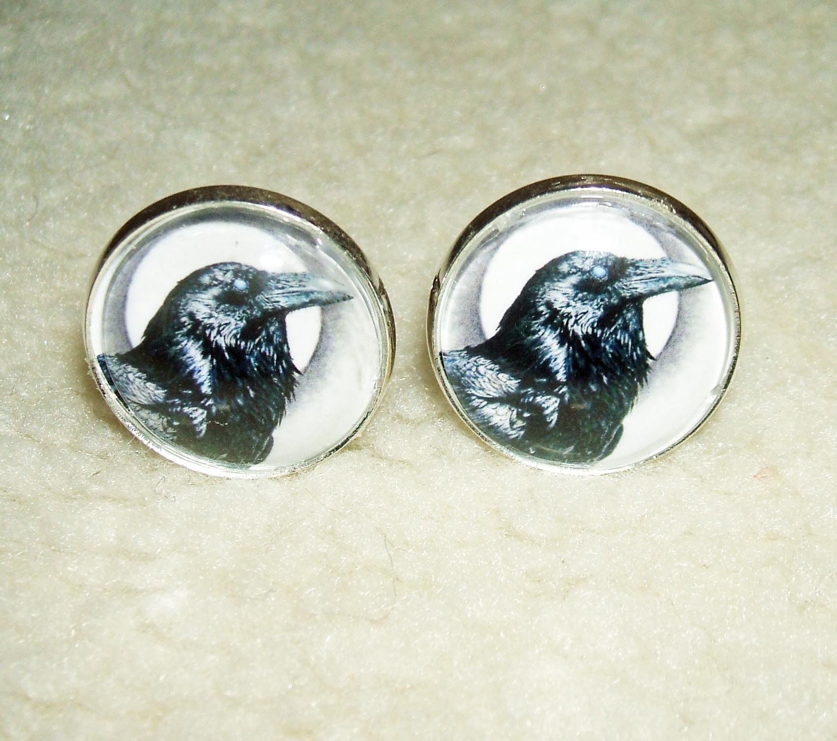 Raven Moon Cuff Links Men Women Cufflinks Jewelry Altered Art Crow ...